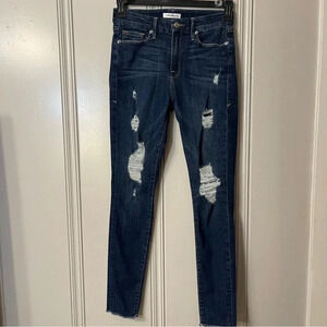 Good American Good Legs Skinny Jeans Women’s 4/27‎ Distressed Stretch Dark Wash